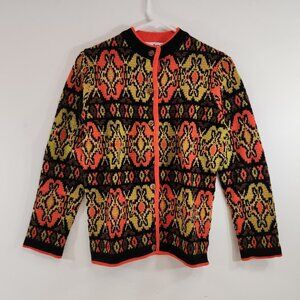 Vintage ETA Cardigan Sweater That 70s Show Tapestry Print Size Small